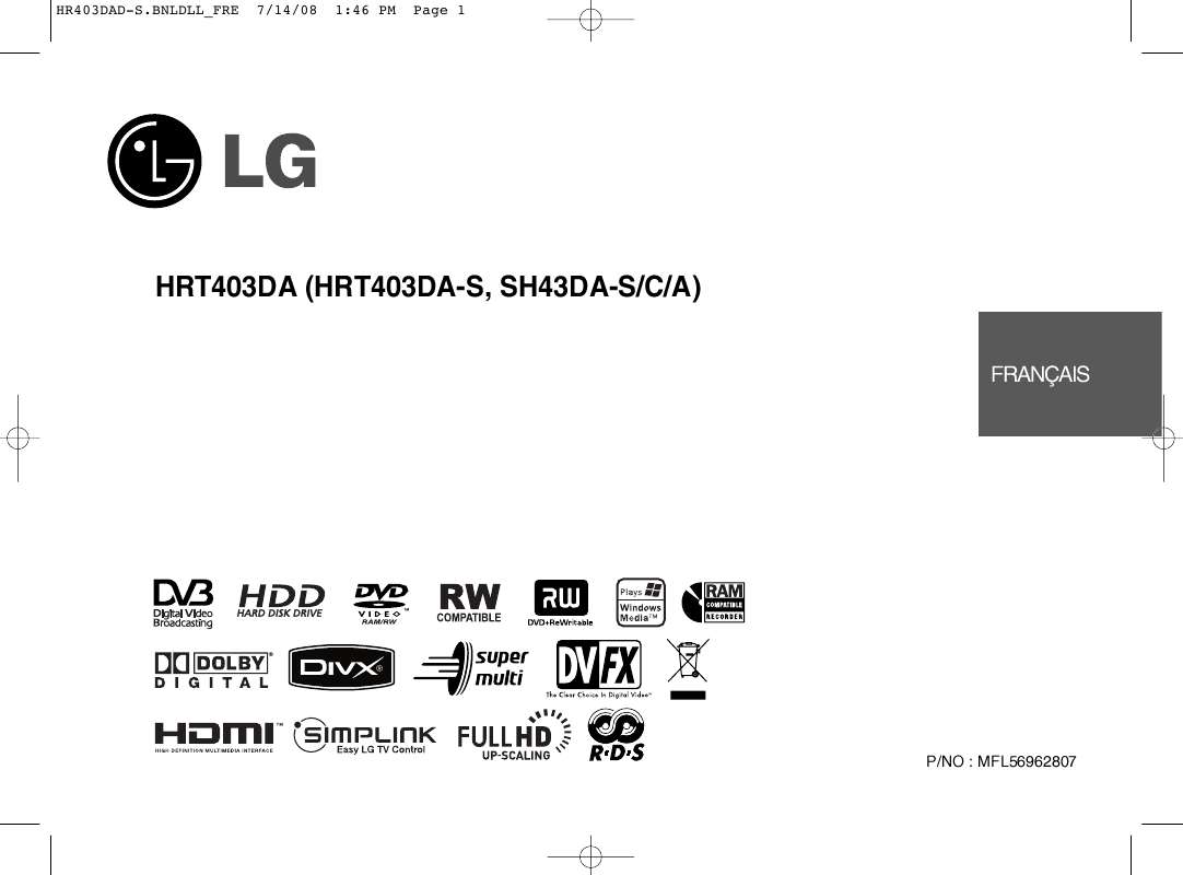 Guide utilisation LG HRT403DA  de la marque LG