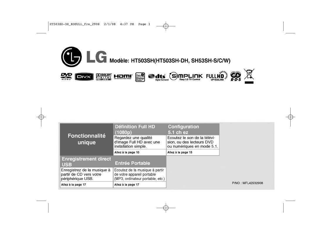 Guide utilisation LG HT503SH  de la marque LG