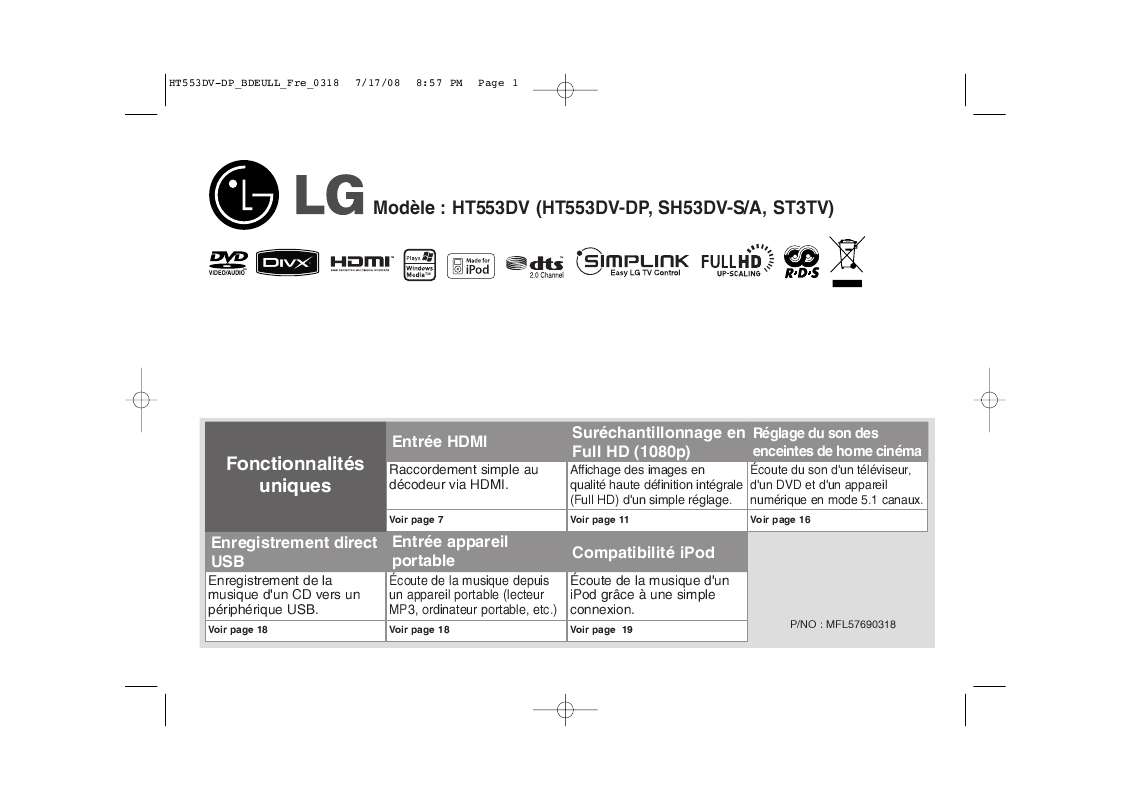 Guide utilisation LG HT553DV  de la marque LG