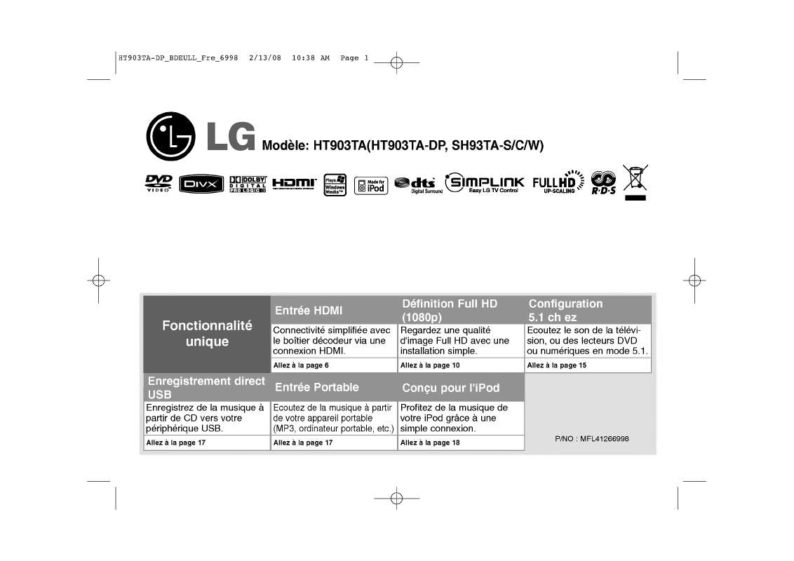 Guide utilisation LG HT903TA  de la marque LG