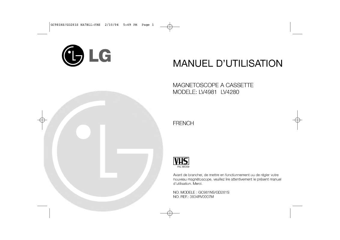 Guide utilisation LG LV4280  de la marque LG