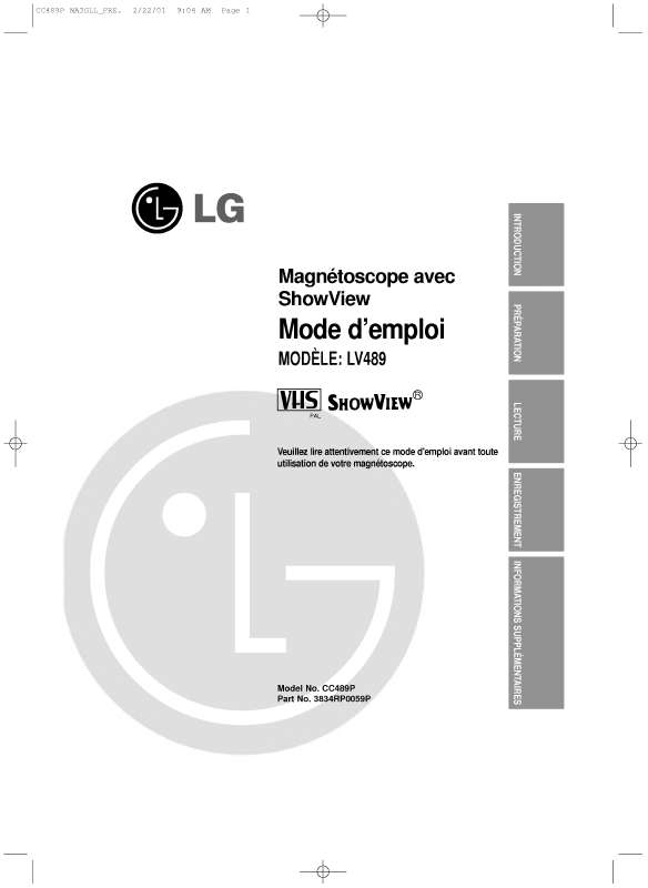 Guide utilisation LG LV489  de la marque LG