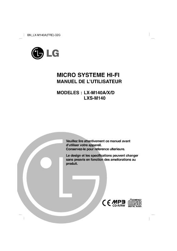 Guide utilisation LG LX-M140D  de la marque LG