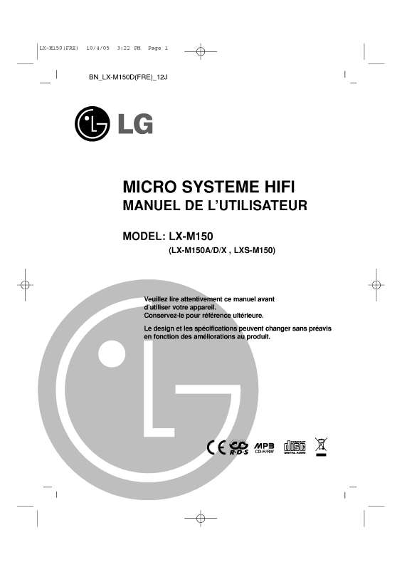 Guide utilisation LG LX-M150D  de la marque LG