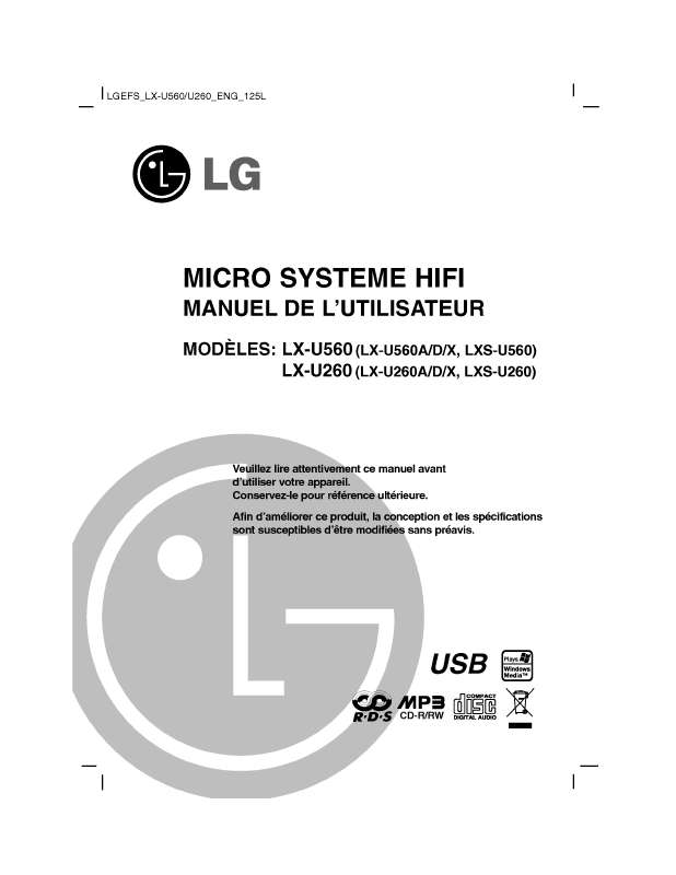 Guide utilisation LG LX-U260D  de la marque LG
