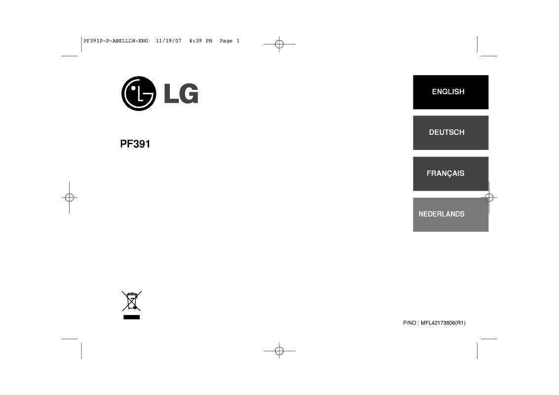 Guide utilisation LG PF391  de la marque LG