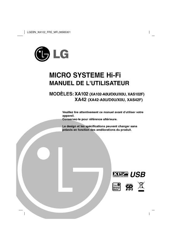 Guide utilisation LG XA102  de la marque LG