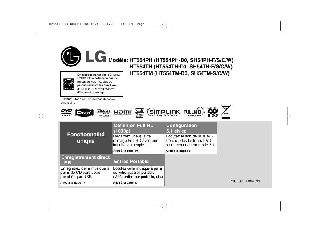 Guide utilisation LG HT554PH  de la marque LG