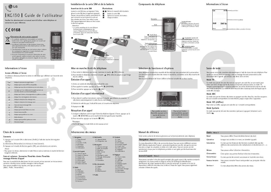 Guide utilisation LG KG130  de la marque LG