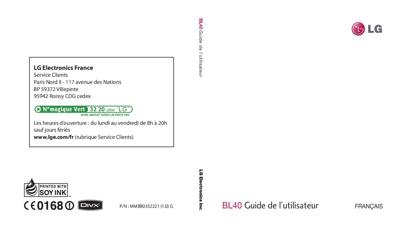 Guide utilisation LG BL40  de la marque LG