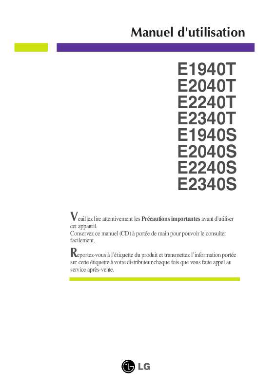 Guide utilisation LG E1940T  de la marque LG