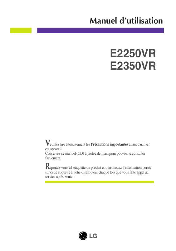 Guide utilisation LG E2350VR  de la marque LG