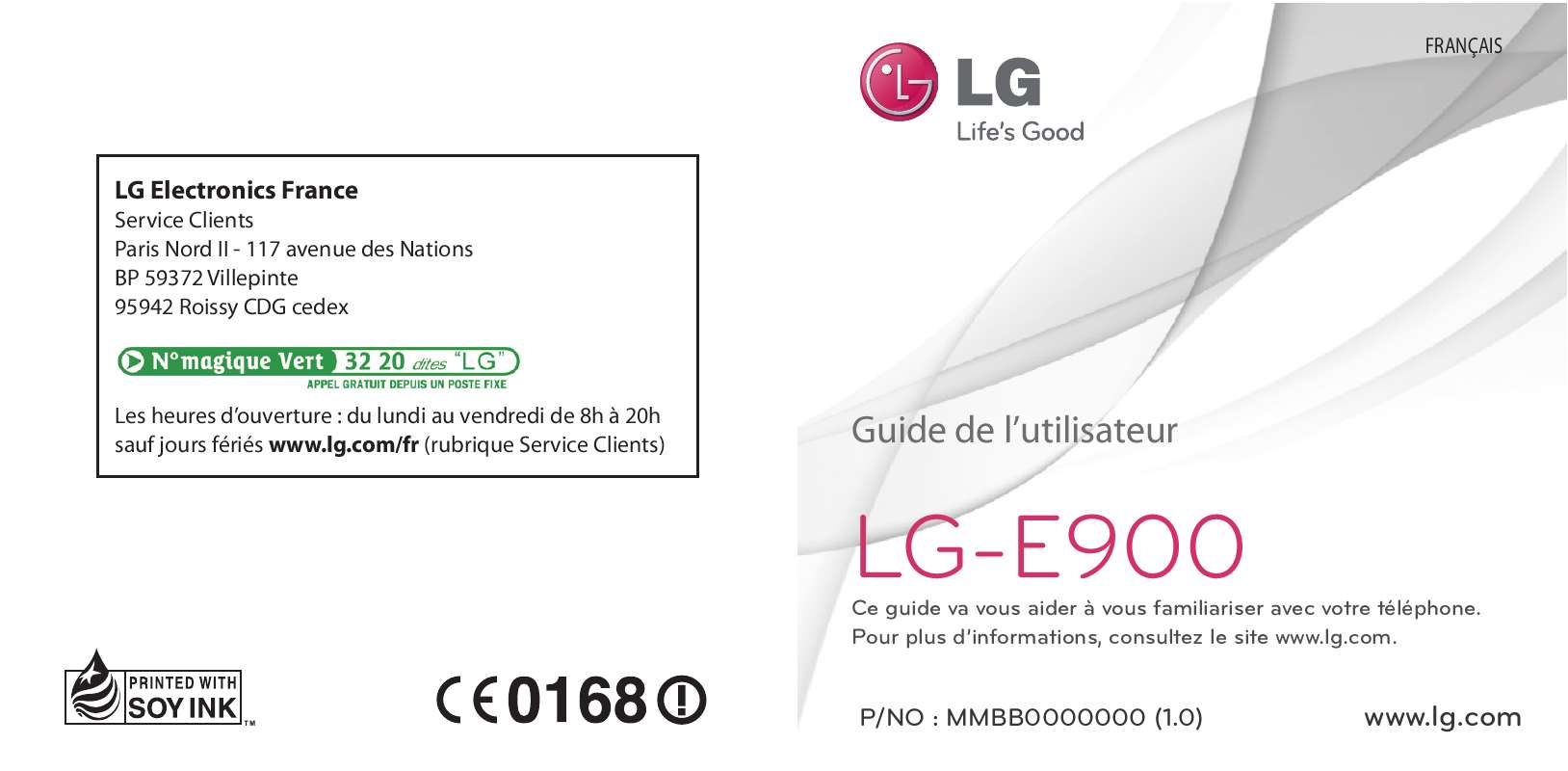 Guide utilisation LG E900  de la marque LG