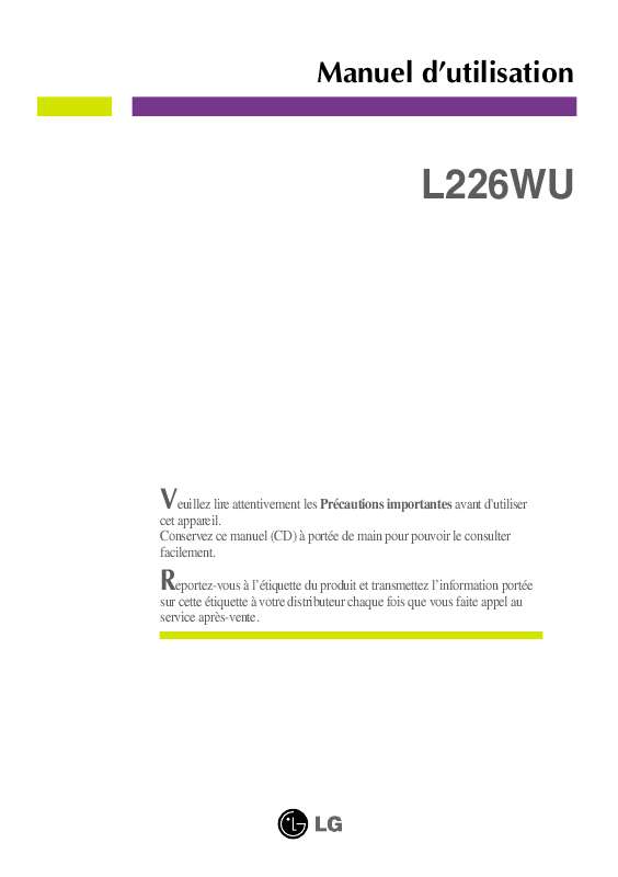 Guide utilisation LG L226WU  de la marque LG
