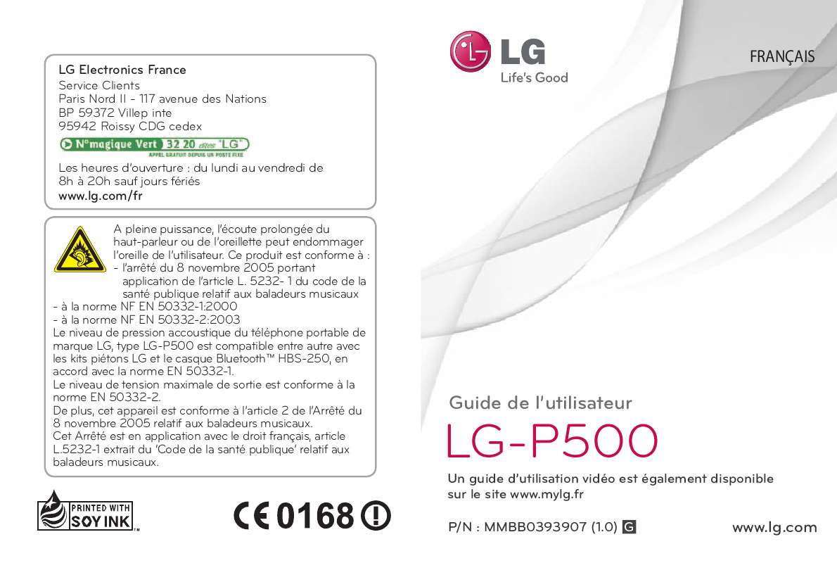 Guide utilisation LG P500  de la marque LG