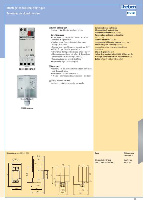 Guide utilisation  THEBEN ZS 600 DCF EIB-KNX  de la marque THEBEN