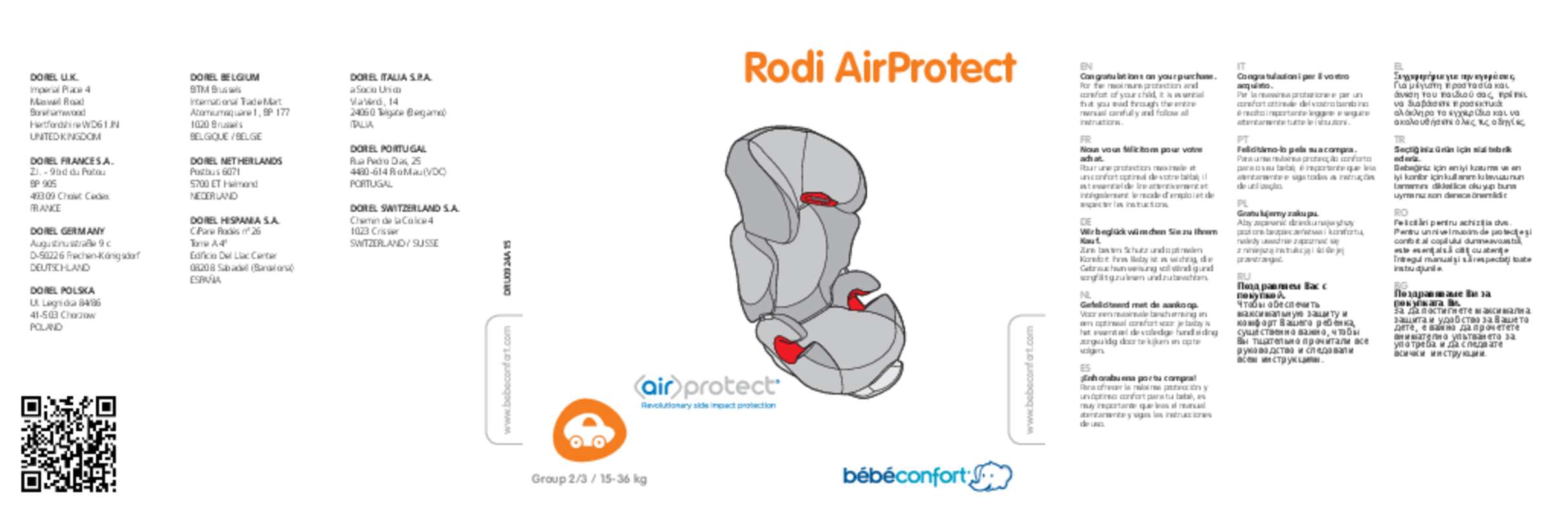 Guide utilisation CONFORT RODIFIX AIRPROTECT  de la marque BEBE CONFORT
