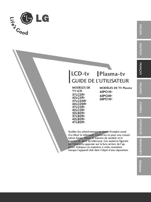 Guide utilisation LG 37LC3R  de la marque LG