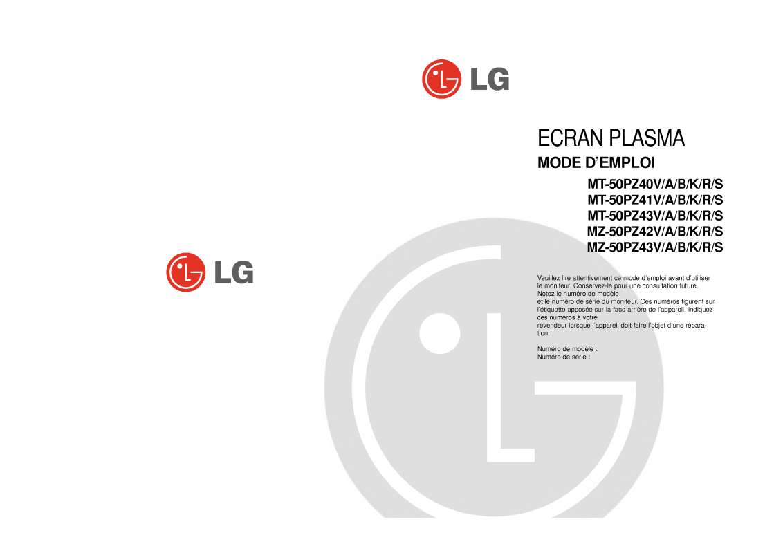 Guide utilisation LG MZ-50PZ43V  de la marque LG