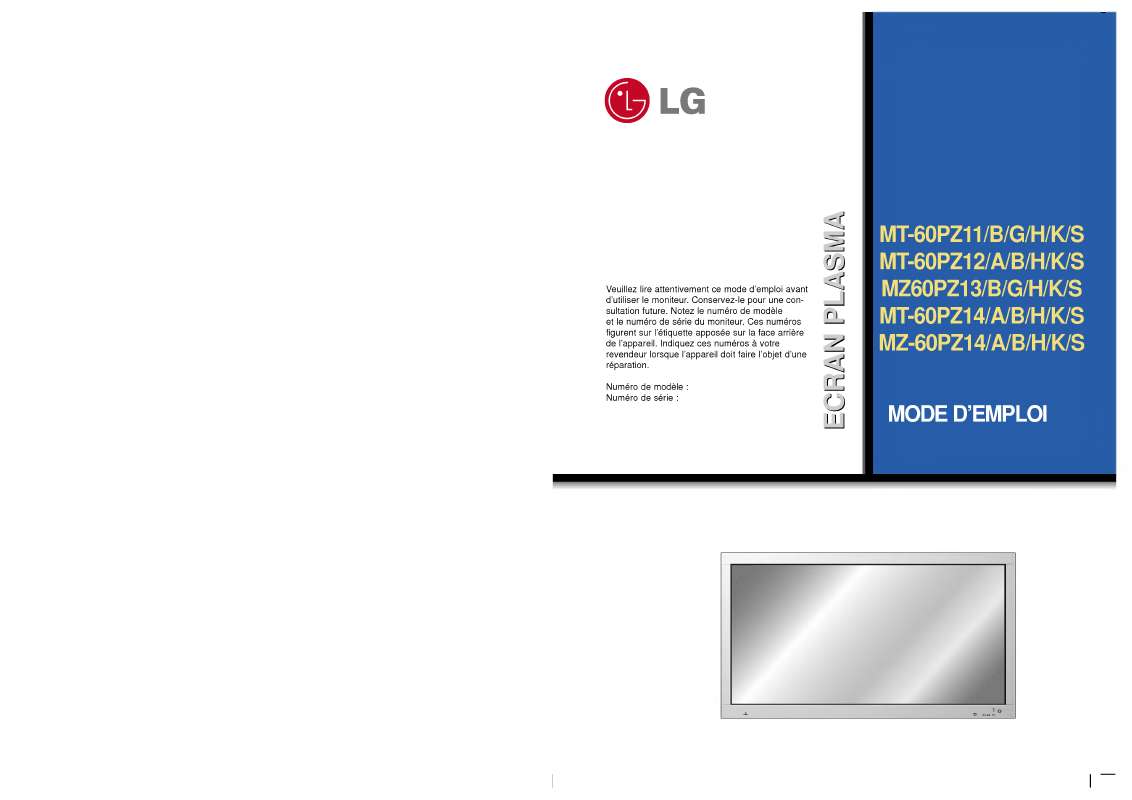 Guide utilisation LG MZ-60PZ13  de la marque LG