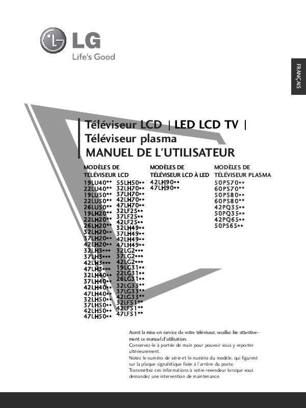Guide utilisation LG 32LF2510  de la marque LG