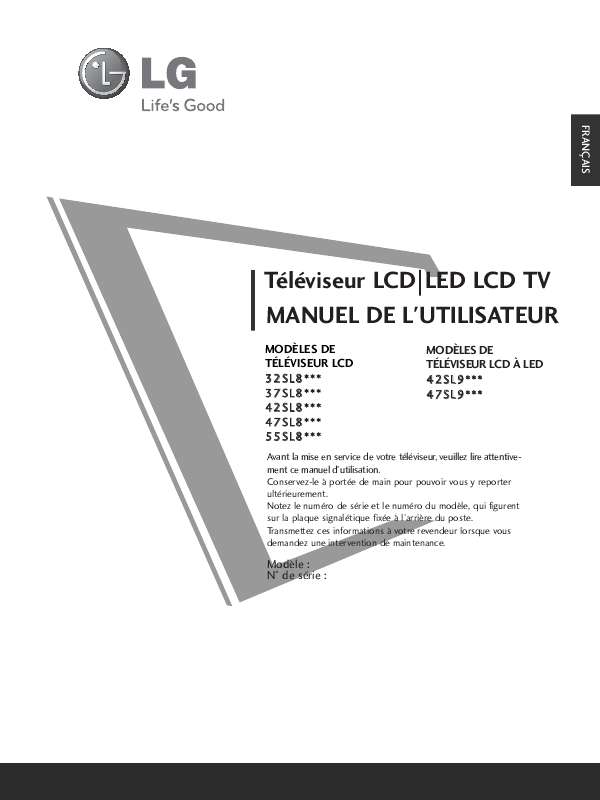 Guide utilisation LG 37SL8000  de la marque LG