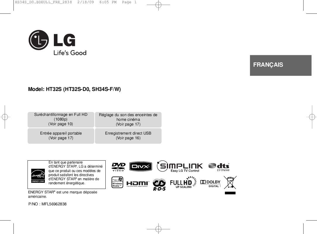 Guide utilisation LG HT32S  de la marque LG