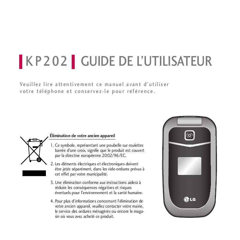 Guide utilisation LG KP202  de la marque LG