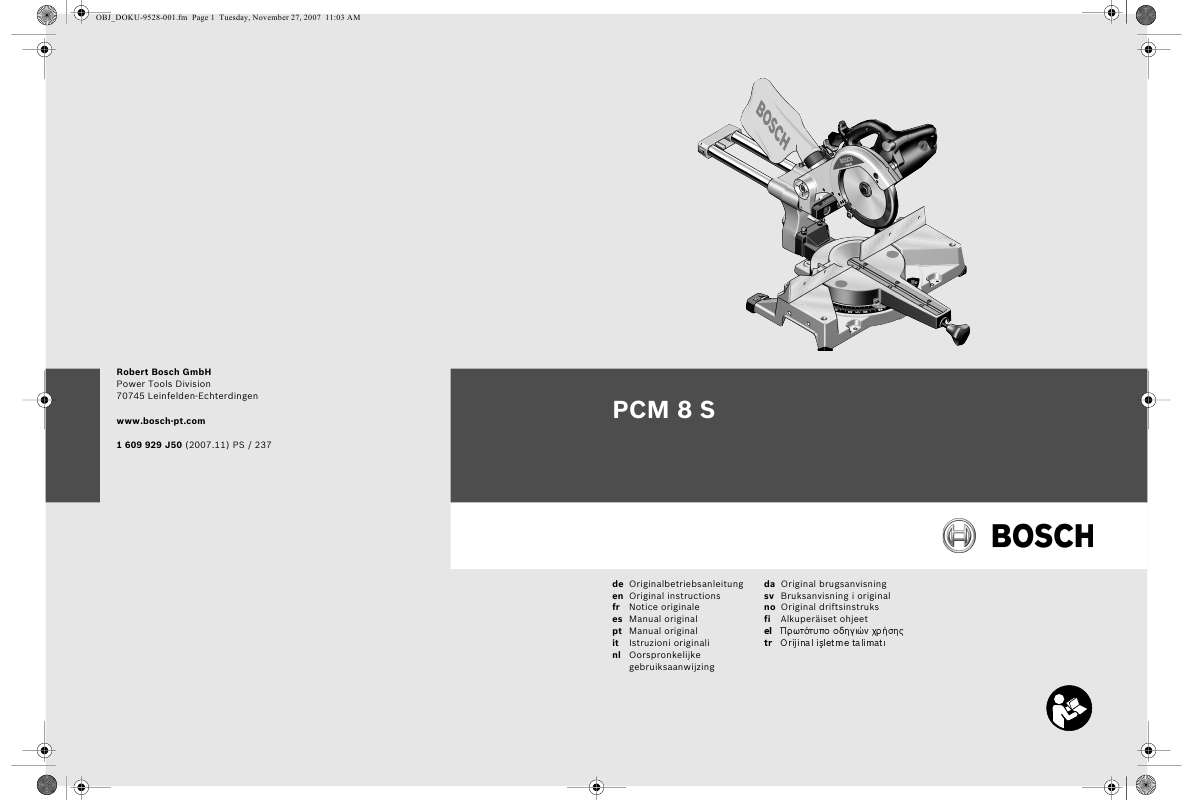 Guide utilisation BOSCH PCM 8 S  - REV 11-2007 de la marque BOSCH