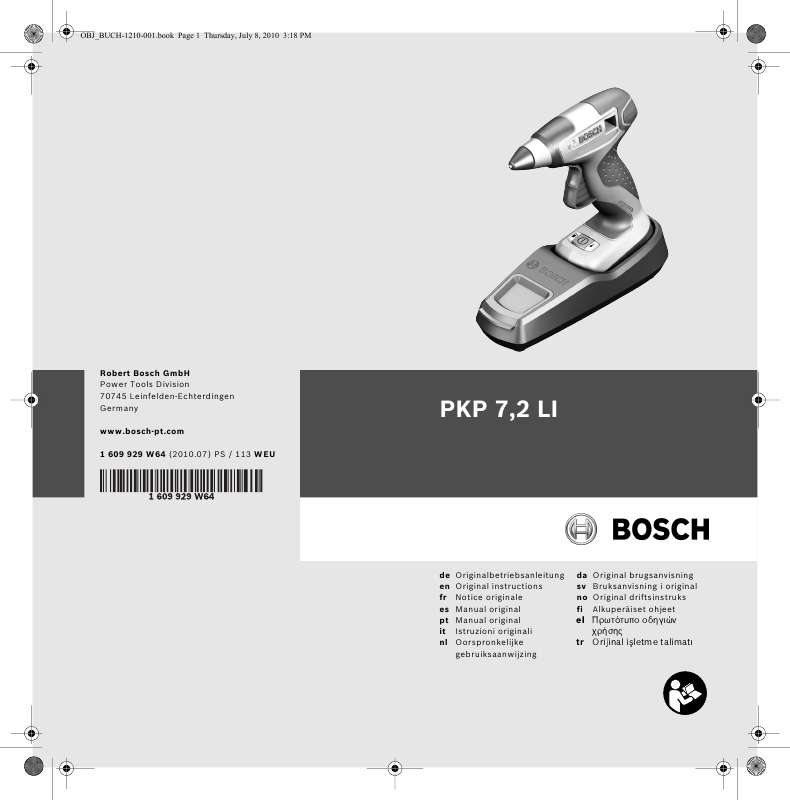 Guide utilisation BOSCH PKP 7.2 LI  - REV 7-2010 de la marque BOSCH