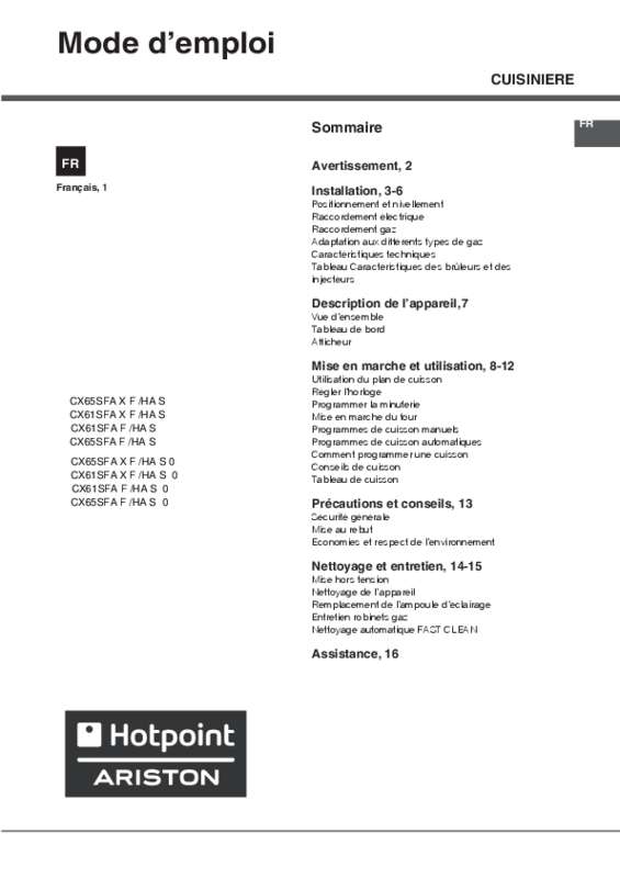 Guide utilisation HOTPOINT H6MMP6AG X  de la marque HOTPOINT
