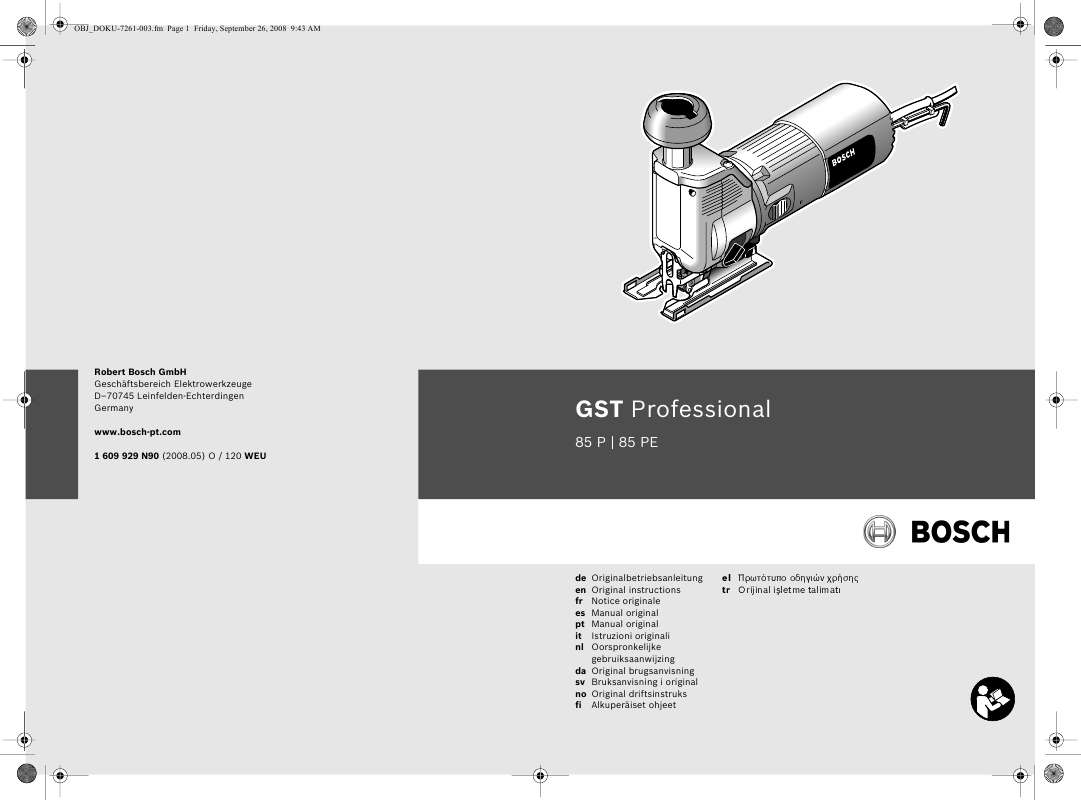 Guide utilisation BOSCH GST 85PE de la marque BOSCH