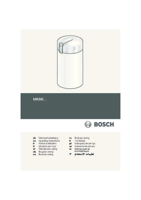 Guide utilisation BOSCH MKM6003 de la marque BOSCH