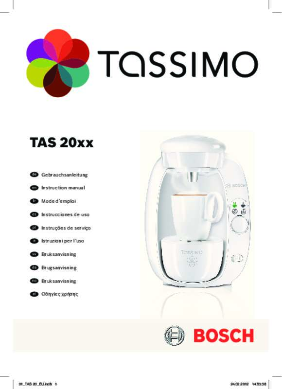 Guide utilisation BOSCH TASSIMO TAS2004 de la marque BOSCH