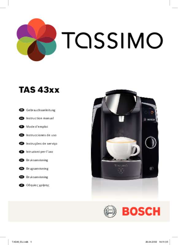 Guide utilisation BOSCH TASSIMO TAS4302 de la marque BOSCH