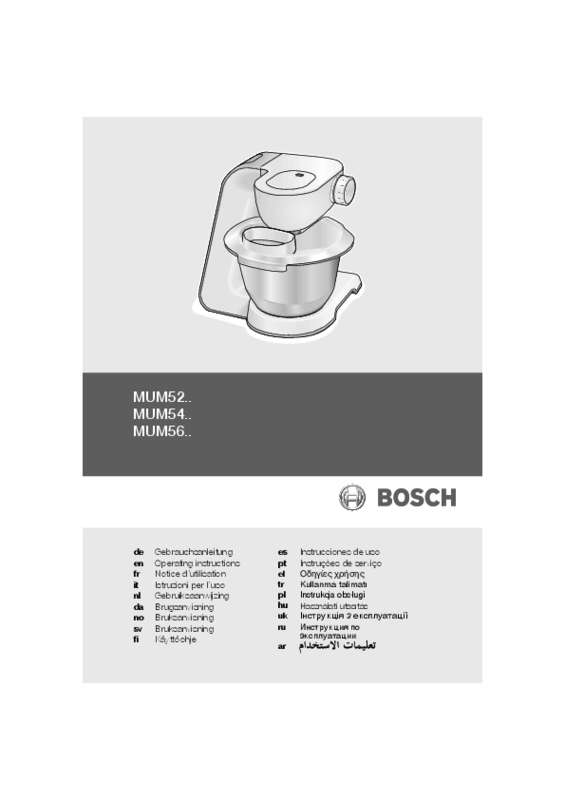 Guide utilisation BOSCH ROBOT KITCHEN MACHINE MUM56340 de la marque BOSCH