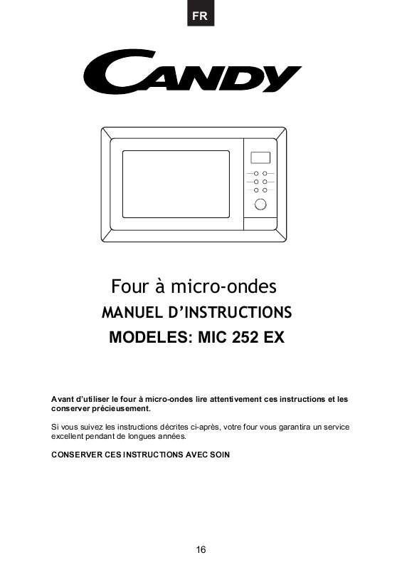 Guide utilisation CANDY MIC 252 de la marque CANDY