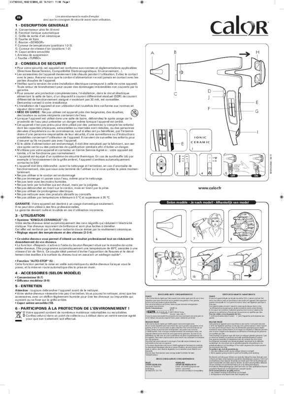 Guide utilisation CALOR CV7620C0 SILENCE AC SENSOR  de la marque CALOR