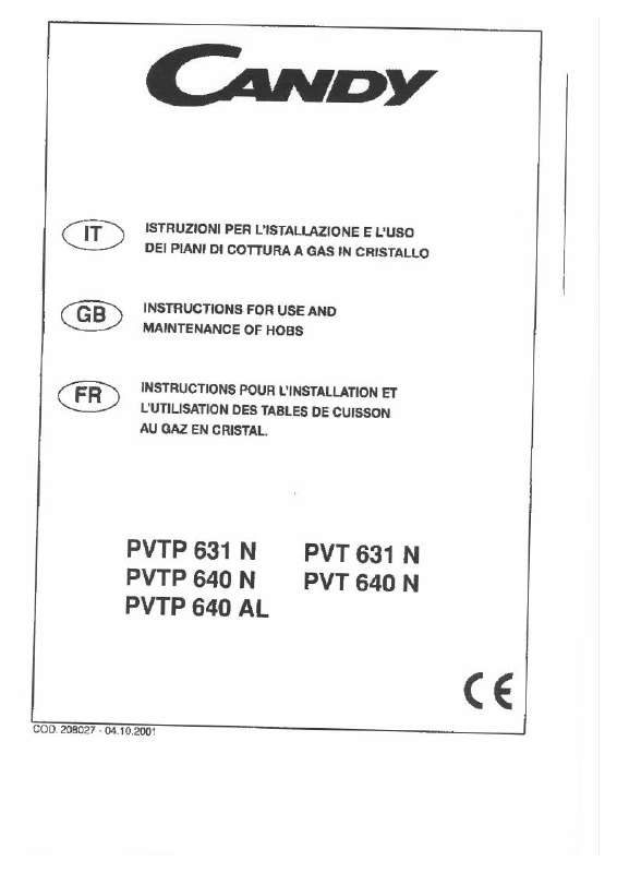 Guide utilisation CANDY PVT631 de la marque CANDY