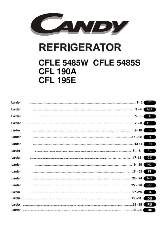 Guide utilisation CANDY CFL195 E de la marque CANDY
