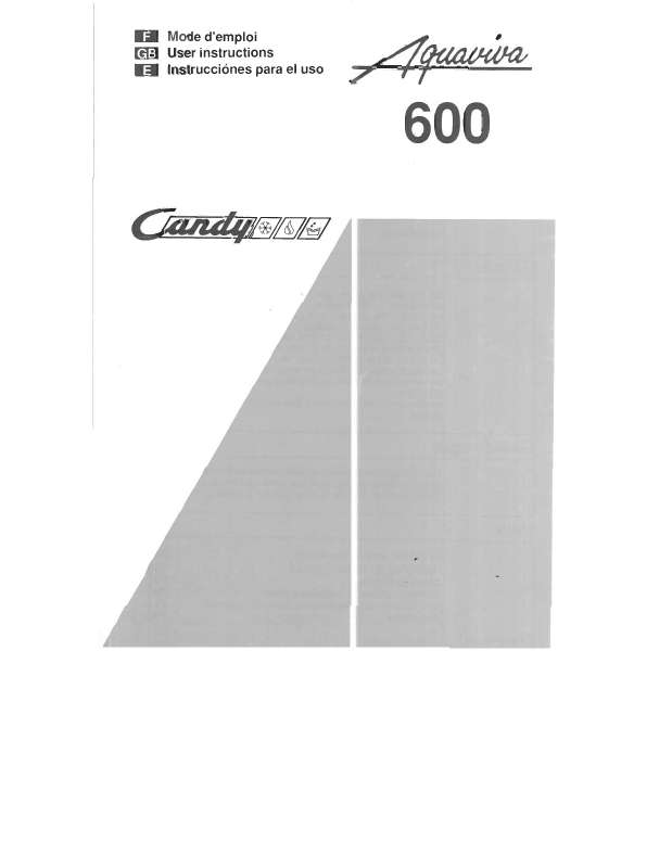 Guide utilisation CANDY AQUAVIVA 600 de la marque CANDY