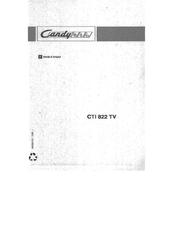Guide utilisation CANDY CTI 822 TV de la marque CANDY