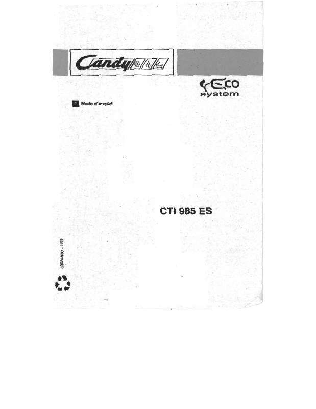Guide utilisation CANDY CTI 985 ES de la marque CANDY