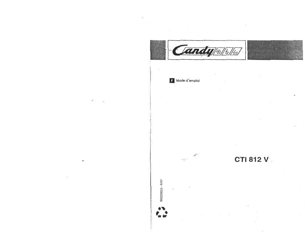 Guide utilisation CANDY CTI812V de la marque CANDY
