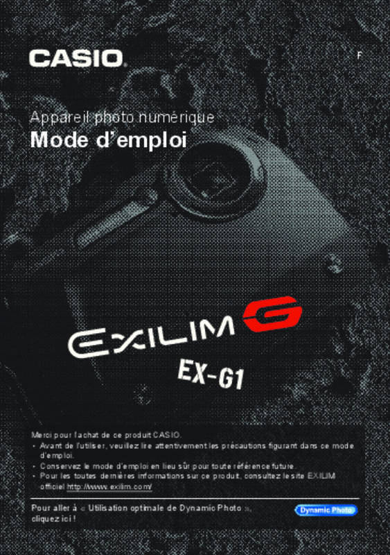 Guide utilisation CASIO EX-G1  de la marque CASIO