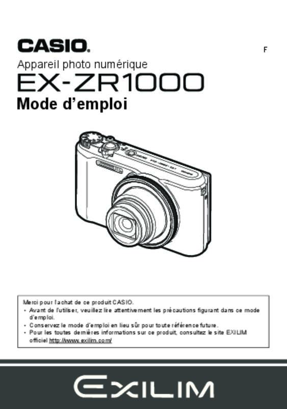 Guide utilisation CASIO EX-ZR1000  de la marque CASIO