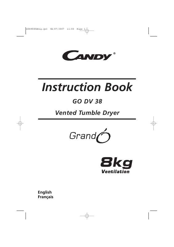 Guide utilisation CANDY GO DV 38 de la marque CANDY