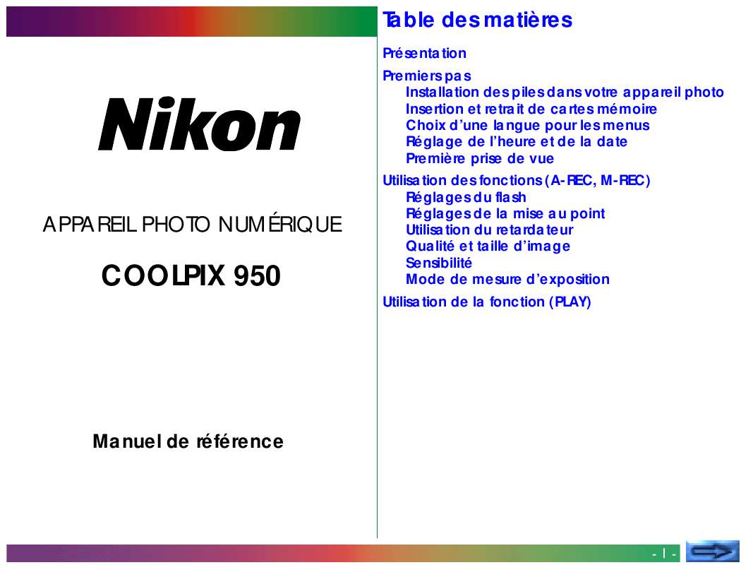 Guide utilisation NIKON COOLPIX 950  de la marque NIKON