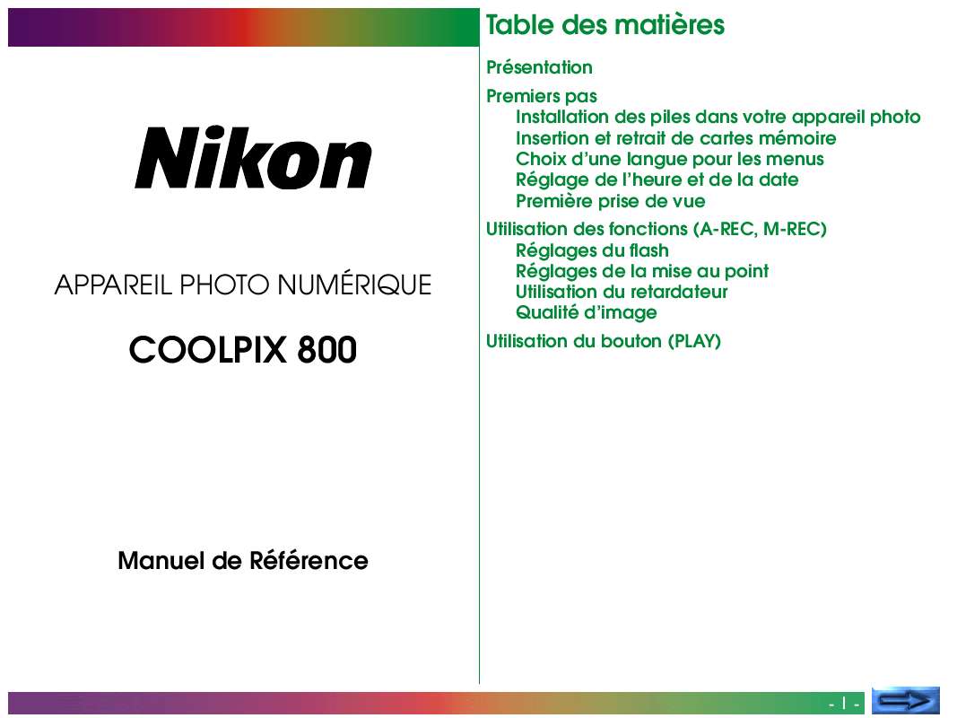 Guide utilisation NIKON COOLPIX 800  de la marque NIKON