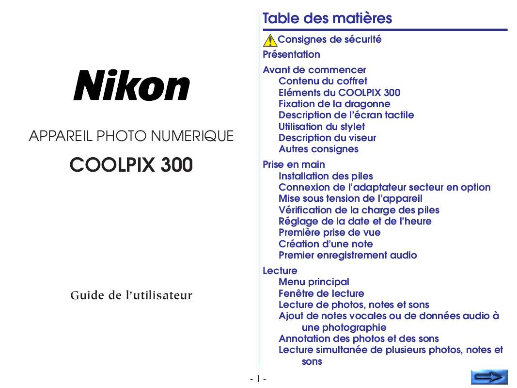 Guide utilisation NIKON COOLPIX 300  de la marque NIKON
